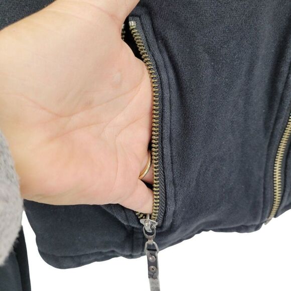 Disney Parks Disneyland Moto Jacket Sweatshirt M Black Sequined Mickey 3D Zip - Picture 14 of 17